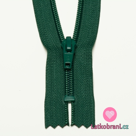 Zip spirálový nedělitelný lesní zelená 12 cm