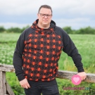 Teplákovina potisk červený pavouk na černé