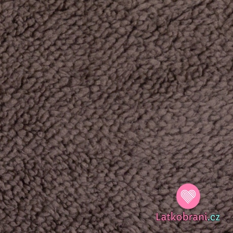 Fleece s beránkem jednobarevný hnědý