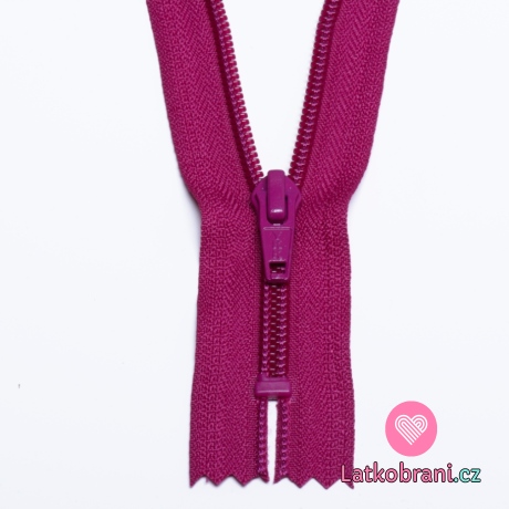 Zip spirálový nedělitelný amarantový 15 cm