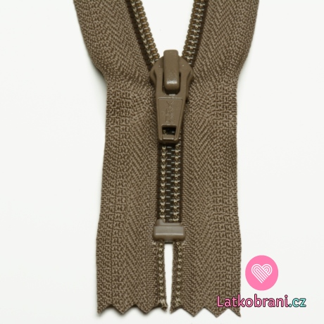 Zip spirálový nedělitelný kávový tmavší 15 cm