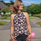 Modalová teplákovina růžové květy na černé 