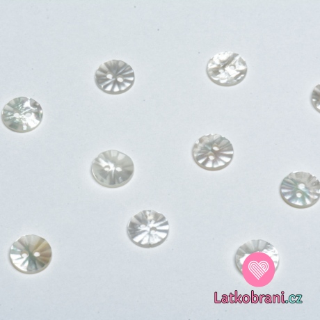Knoflík kulatý, vroubkový perleťový 11mm