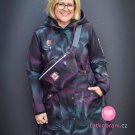 Softshell potisk fialový design na černé 